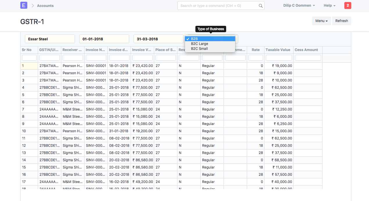erpnext screen