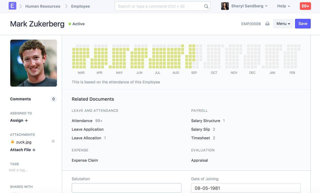 erpnext screen