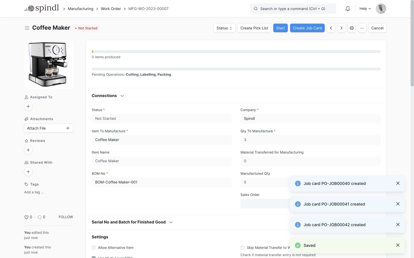 Automatically Create Job Cards