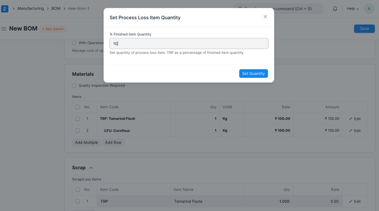 process loss report