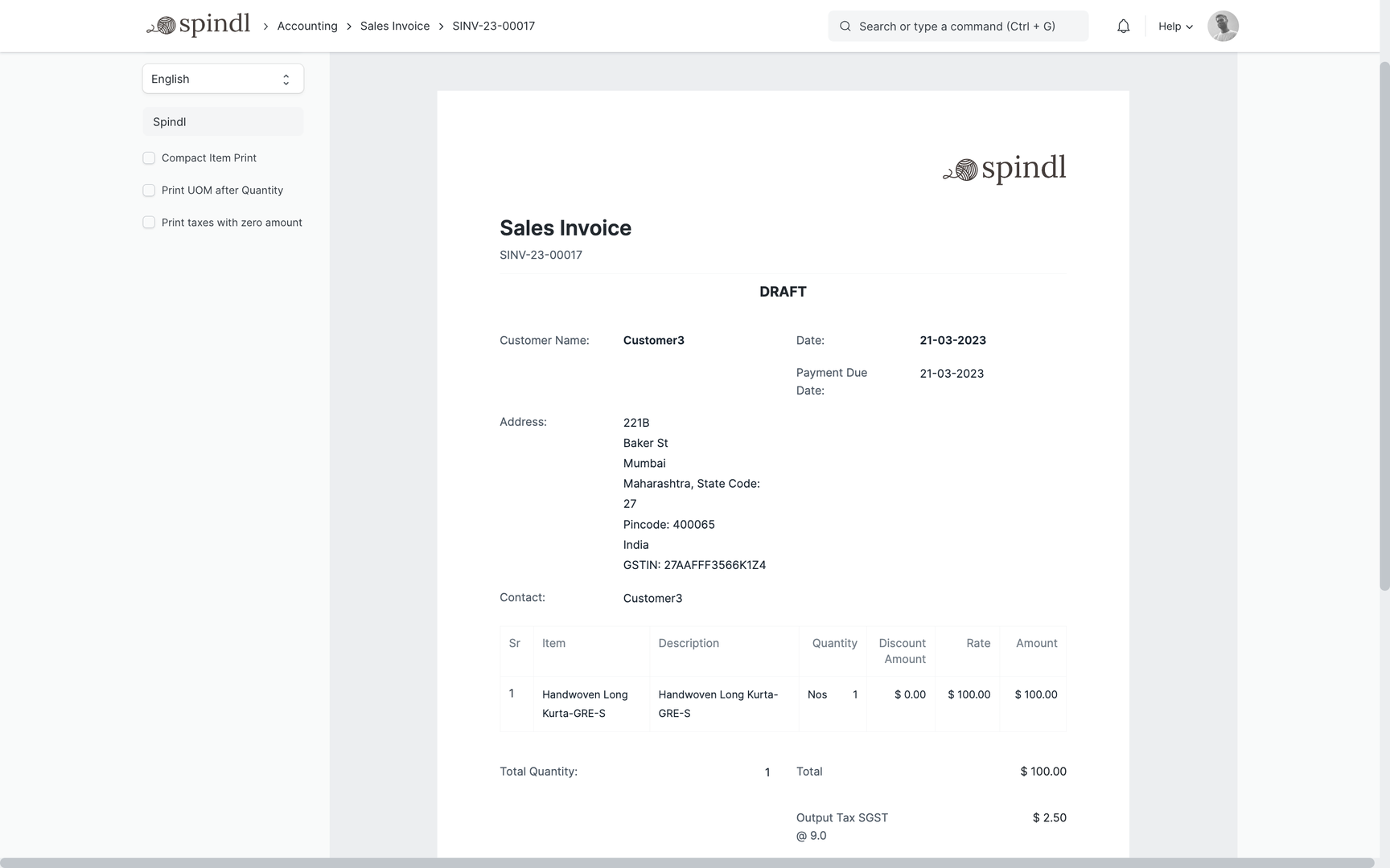 Open Source Ecommerce Portal - Sales Invoice